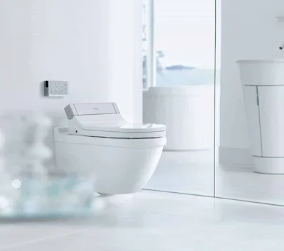 Céramique Duravit | WC suspendu modèle Happy 2.0 blanc brillant avec cuvette SensoWash Starck taille 36,5x54