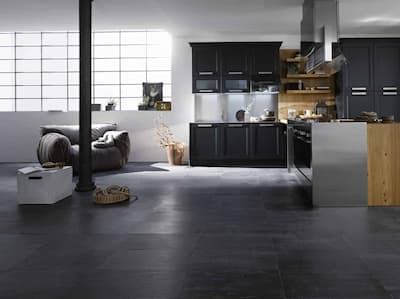 Artesia Pietra Black Uruguay | Pierre noire/bleuâtre surface fendue bords sciés surface traitée taille 30x60 épaisseur non uniforme