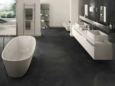 Ergon Architect Resin | Carrelage imitation béton / résine noir avec surface spatulée, taille 40x80 rétifié