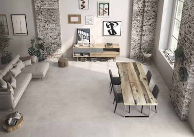 Emilceramica Be-Square Concrete | Piastrella effetto cemento di colore grigio chiaro stonalizzazione non accentuata, lastra formato 120x278 spessore 6,5mm