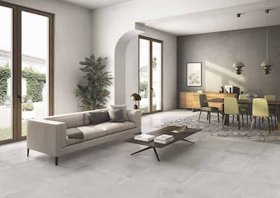 Emilceramica Be-Square Concrete | Piastrella effetto cemento di colore grigio chiaro stonalizzazione non accentuata, formato 60x60 spessore 9,5 mm