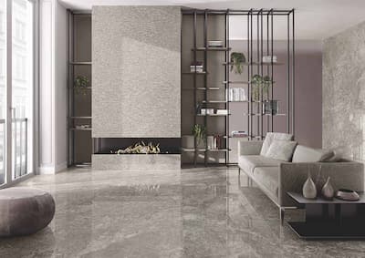 Emilceramica Tele di Marmo Breccia Braque Full Lappato | Piastrella effetto marmo di colore grigio con venature tendenti al grigio chiaro differenti su ogni lastra finitura lucida formato 120x278 spessore 6,5mm