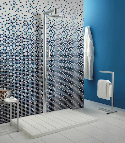 Ce.Si. Céramique | Mosaïque Fantasia 29 en grès cérame sur filet 30x30 tesselle 2.5x2.5 dégradé du bleu foncé au blanc