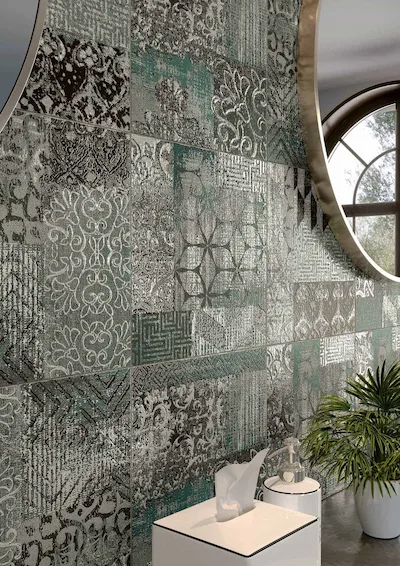 Cercom Studio 50 | Décor imitation carreaux de ciment Rococò Green Insert 30x30