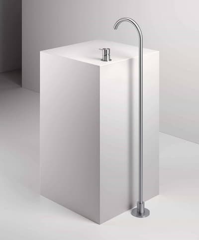 Zazzeri Rubinetteria | Serie Z316 Mono getto lavabo a pavimento con miscelatore lavabo finitura acciaio inox spazzolato