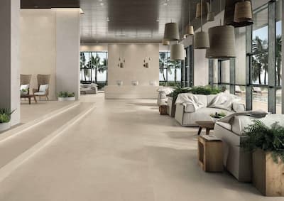 Emilceramica Be-Square Sand | Piastrella effetto cemento di colore sabbia abbastanza uniforme stonalizzazione non accentuata, lastra formato 120x278 spessore 6,5mm